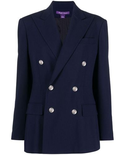 Ralph Lauren Collection Manteau à boutonnière croisée - Bleu