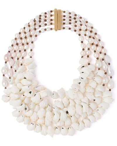 Prada Multiple Shell Chain Necklace - White