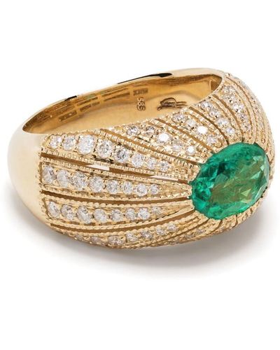 Jacquie Aiche Anello in oro giallo 18kt con smeraldo e diamanti - Metallizzato