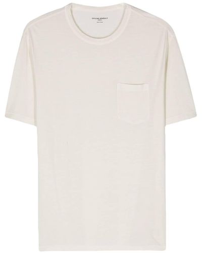 Officine Generale Camiseta con bolsillo en el pecho - Blanco