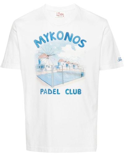 Mc2 Saint Barth Mykonos Padel Club-print T-shirt - Blue