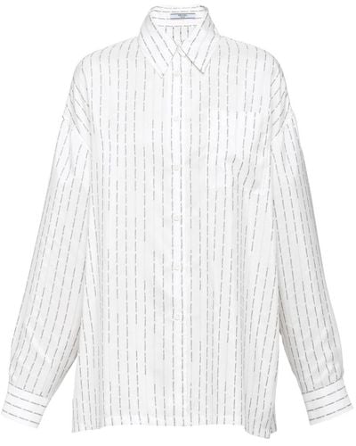 Prada Printed Pongé Shirt - White