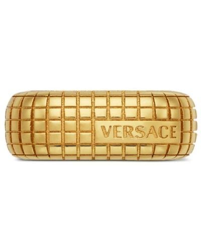 Versace Dylos Logo-engraved Ring - Metallic