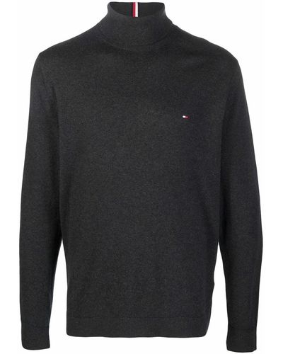 Tommy Hilfiger Embroidered-logo Roll-neck Sweater - Grey