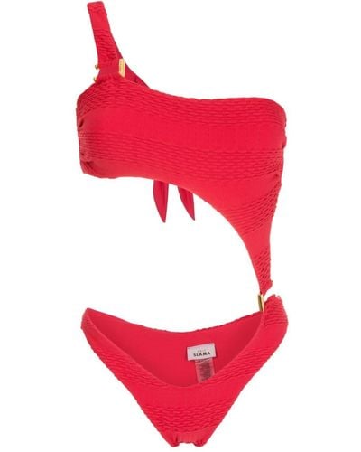 Amir Slama Cut-out One-shoulder Swimsuit - Red