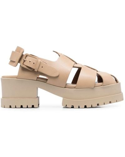 Robert Clergerie Wenda Caged Leather Sandals - Natural