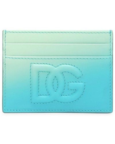 Dolce & Gabbana Logo-embroidered Ombré-effect Cardholder - Blue