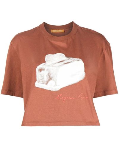 Rejina Pyo Murphy Cropped T-shirt - Brown