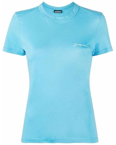 Jacquemus Le T-shirt Logo-embroidered Top - Blue