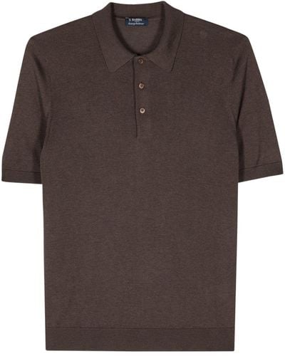 Barba Napoli Short-sleeve Silk Polo Shirt - Brown
