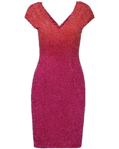 Pamella Roland V-neck Sequinned Minidress - Red