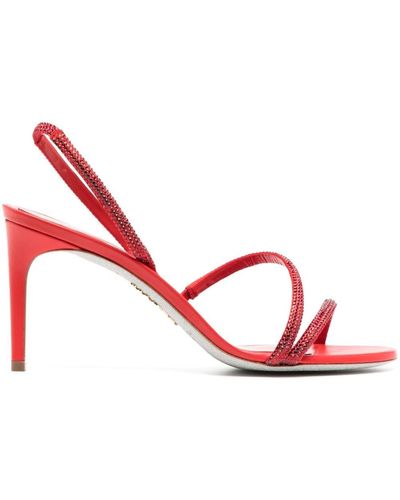Rene Caovilla Crystal-embellished Open-toe Sandals - Red