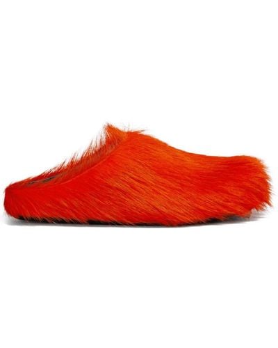 Marni Fussett Sabot Calf-hair Mules - Orange