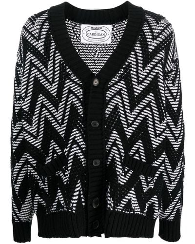 Missoni Cardigan à motifs zigzag brodé - Noir