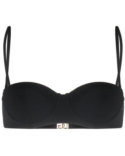 Dolce & Gabbana Top de bikini con placa del logo - Negro