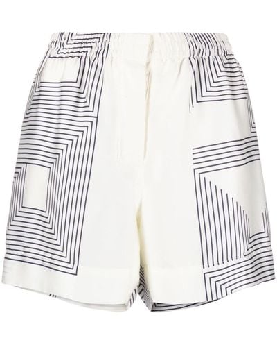 Low Classic Striped Satin Shorts - White