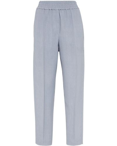 Brunello Cucinelli Pantalones rectos de talle alto - Azul