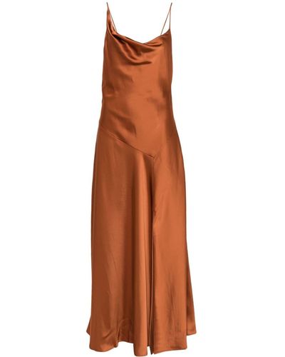 Polo Ralph Lauren カウルネック サテンイブニングドレス - ブラウン