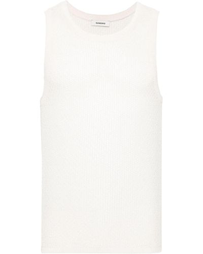 Sandro Open-knit Sleeveless Sweater - White