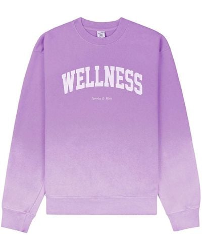 Sporty & Rich Wellness Ivy Crew-neck Cotton Sweatshirt - Purple