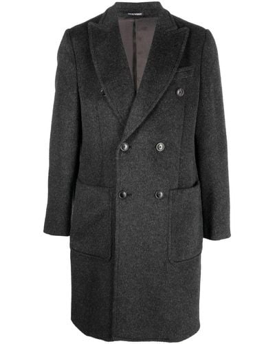 Emporio Armani Doppelreihiger Mantel aus Schurwolle - Schwarz