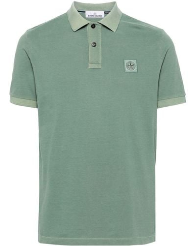Stone Island Compass-motif Cotton Polo Shirt - Green