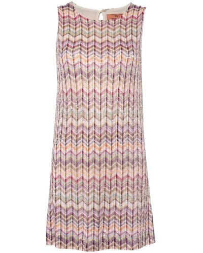 Missoni Chevron-knit Mini Dress - Pink