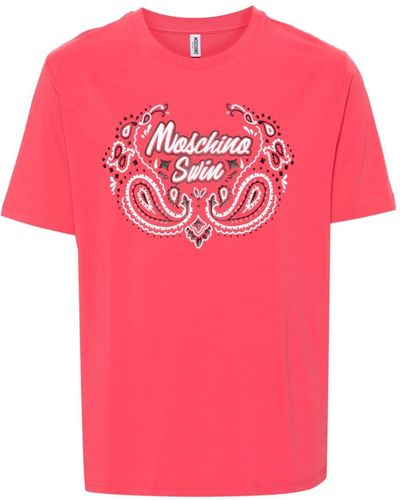 Moschino Logo-print Stretch-cotton T-shirt - Pink