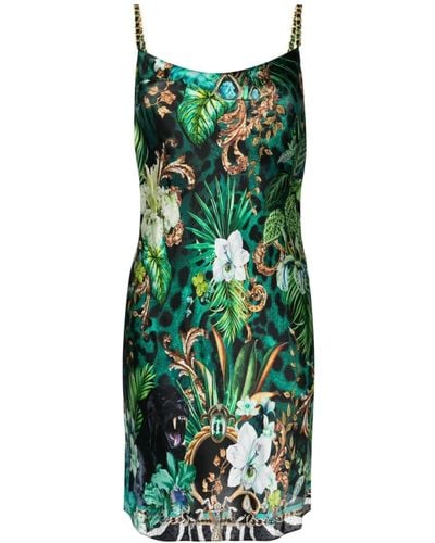 Camilla Botanical-print Silk Dress - Green