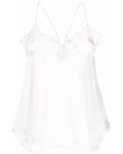 IRO Lace-Embellished Silk Top - White