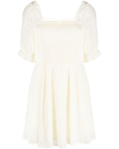 B+ AB Square-neck Shirred Minidress - White