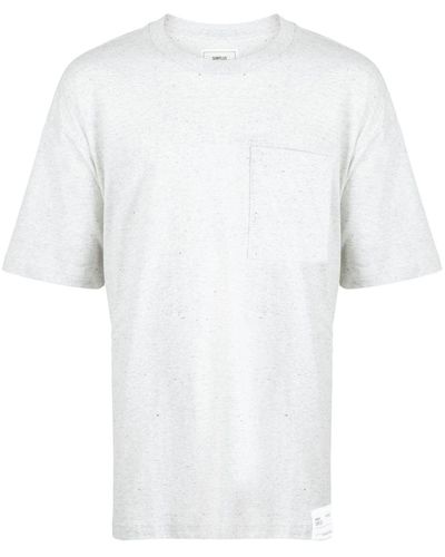 Chocoolate T-shirt en coton à poche poitrine - Blanc