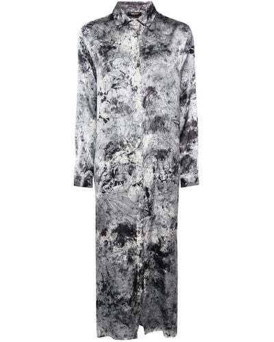 Avant Toi Seidengemisch-Kleid mit Camouflage-Print - Grau