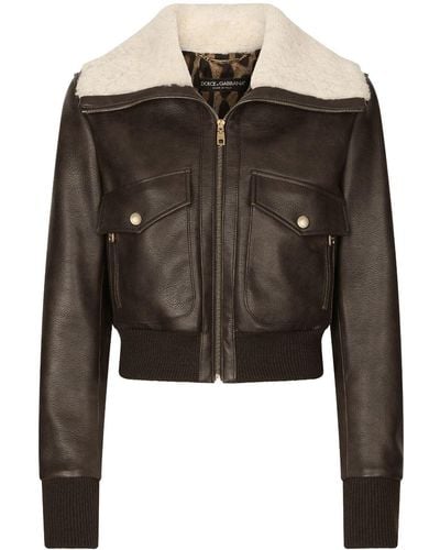 Dolce & Gabbana Shearling-collar Jacket - Black