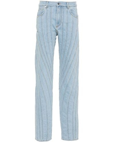 Mugler Jeans Con Dettaglio Cuciture - Blu