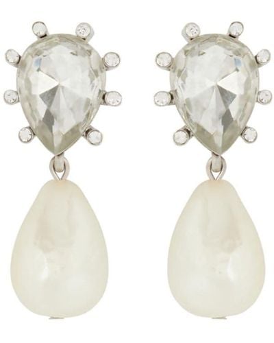 Oscar de la Renta Crystal-embellished Pearl Earrings - White