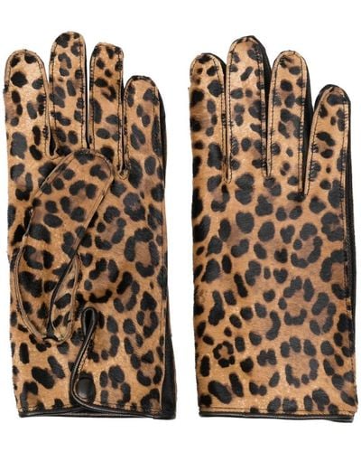 Maison Margiela Handschuhe mit Leoparden-Print - Braun