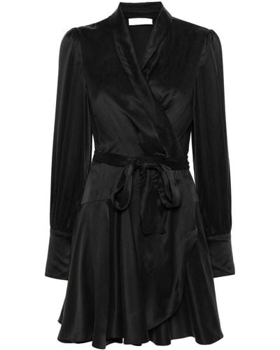 Zimmermann Wrap Silk Mini Dress - Black