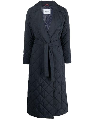 Paltò Quilted Belted Coat - Blue