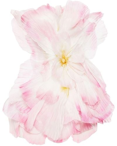 Oscar de la Renta Minikleid mit Blütenapplikation - Pink