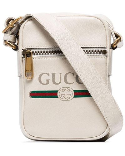 Gucci Logo Print Shoulder Bag - White