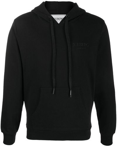 Iceberg Logo Detail Hoodie - Black