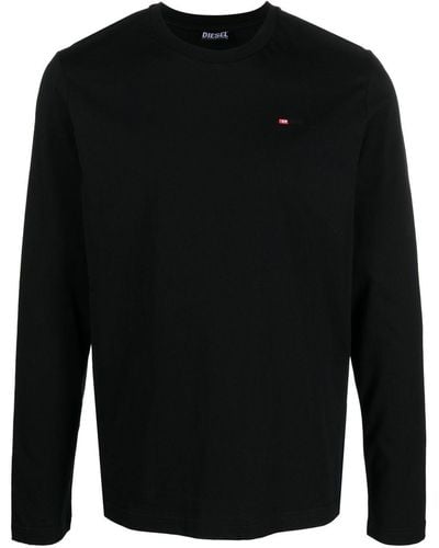 DIESEL T-diegor-ls-microdiv Katoenen T-shirt - Zwart