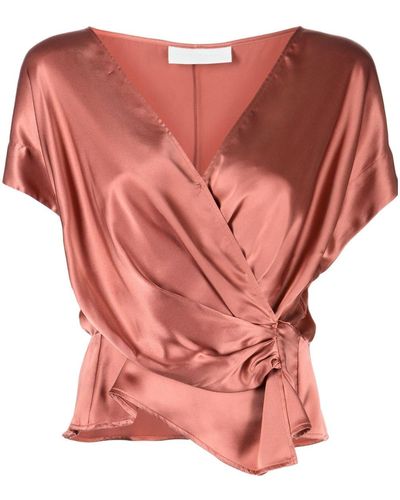 Michelle Mason Open-neck Top - Pink