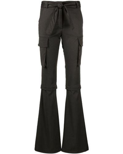 ANDREADAMO Belted Flared Cargo Pants - Black