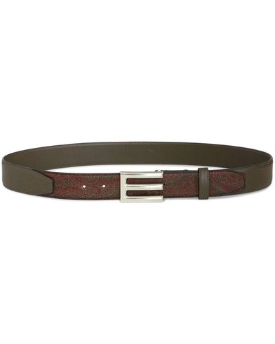Etro Logo-buckle Paisley-print Belt - Brown