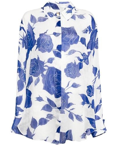 Aje. Belonging Floral-print Shirt - Blue