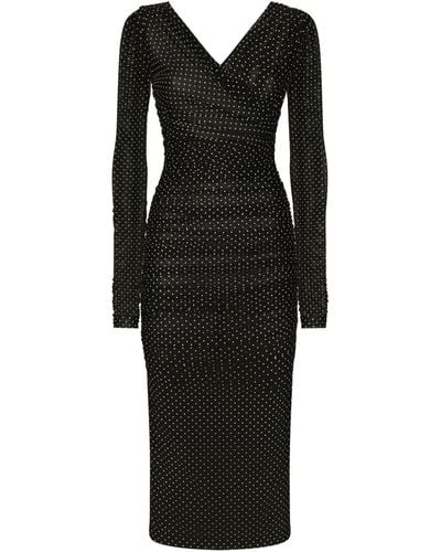 Dolce & Gabbana Polka-dot Tulle Midi Dress - Black