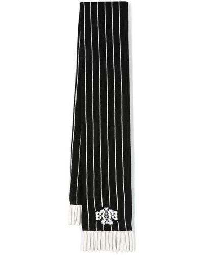 Barrie Stripe-print Logo-crest Scarf - Black