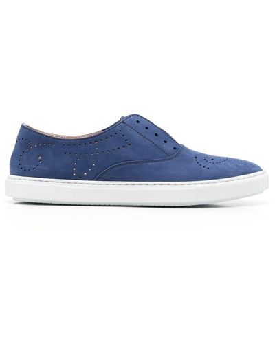 Fratelli Rossetti Perforated Laceless Leather Loafers - Blue